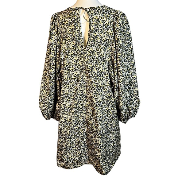 H&M Dress (M) Mini Balloon Sleeve Floral Keyhole-Back - Picture 3 of 11